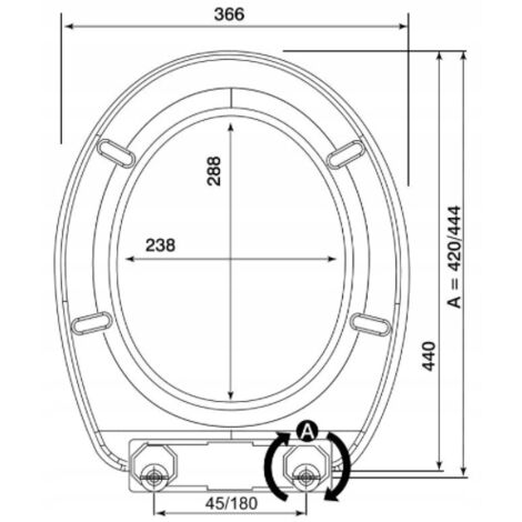 Abattant de toilette blanc Lilia – Polypropylène résistant aux rayures – Entraxe de fixation réglable 45-182mm – Pour WC suspendus et sur pied – Bisk (1/2)