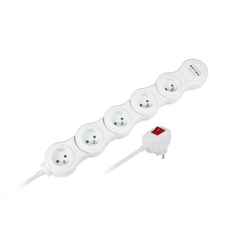 Rallonge pliable en forme de serpent, multiprise, 1,5 m, 5 prises, 2 ports USB, Rebel (1/5)