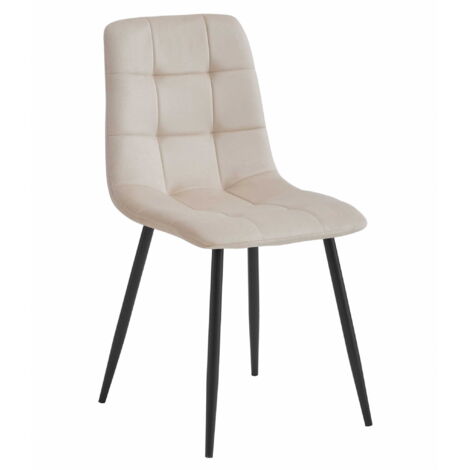 Chaise KARA - velours beige / pieds noirs x 1 (1/5)
