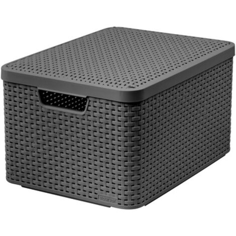 Curver – Boîte de rangement incurvée 44,5 cm – Couleur grise – Plastique résistant – Couvercle verrouillable pour protection (1/7)