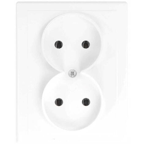 Prise double sans terre IP20 16A 250V Encastrable Blanc
