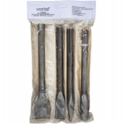 Kit de burins pour béton SDS MAX 4 pièces pour rainurer et buriner