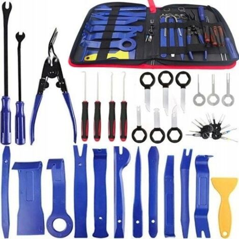 Arrache-clous pour démontage d'upholsterie, extracteurs de clips de radio et de portières, clés, spatules (1/5)