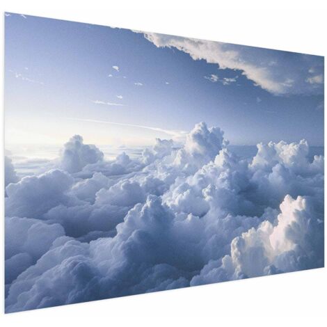 Affiche - Paysages célestes : Rayons illuminant des formations nuageuses cotonneuses (1/4)