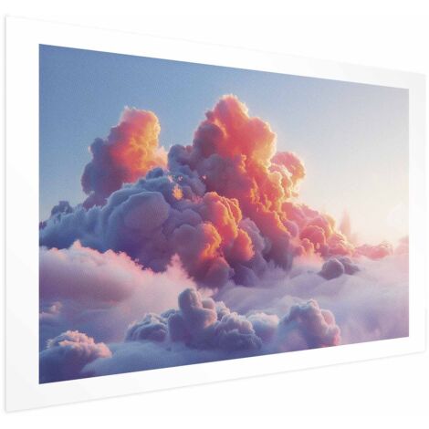 Affiche - Spectacle crépusculaire : nuages aux nuances de rose et de violet (1/4)