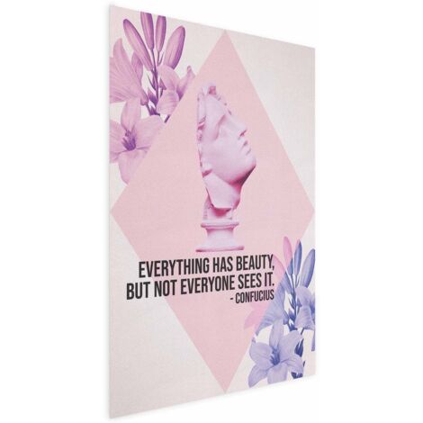 Affiche - Confucius sur la beauté - buste rose orné de fleurs et d'une citation (1/4)