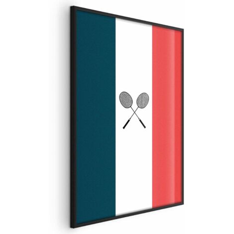 Affiche - Drapeaux français et raquettes de badminton noires (1/4)