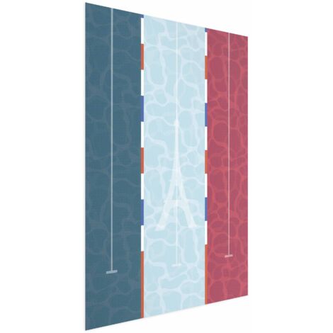 Affiche - Illustration d'une piscine avec le drapeau français en arrière-plan (1/4)