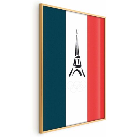 Affiche - Tour Eiffel graphique sur fond de drapeau français (1/4)