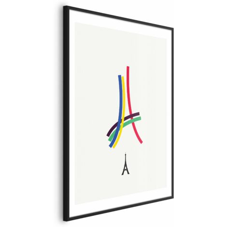 Affiche - Tour Eiffel - graphisme couleur - abstrait (1/4)