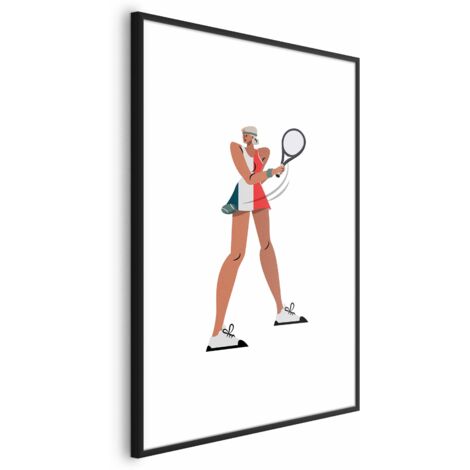 Affiche - Joueur de tennis avec une raquette sur fond blanc - illustration (1/4)