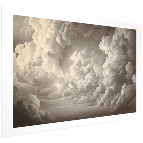 Affiche - Murmure de nuages illuminés : Doux jeu de lumière dans le théâtre du ciel (1/4)