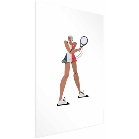 Affiche - Joueur de tennis avec une raquette sur fond blanc - illustration (1/4)