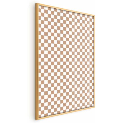 Affiche - Géométrie et Bruns - un motif à carreaux dans des tons neutres (1/4)