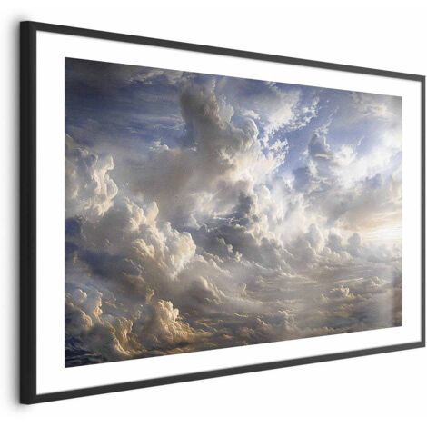 Affiche - Reflets dorés sur les nuages annonçant le crépuscule (1/4)