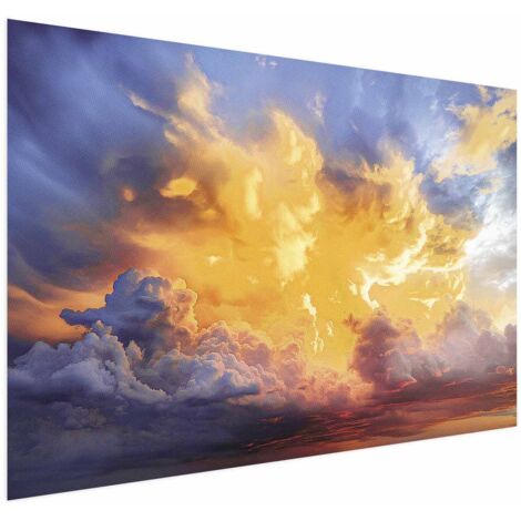 Affiche - Magnifique coucher de soleil - nuages aux teintes chaudes (1/4)