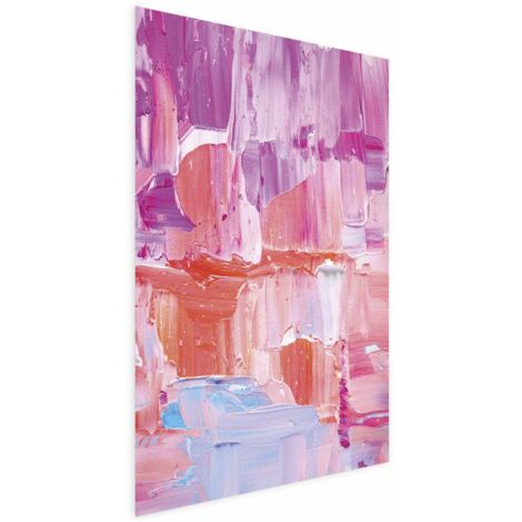 Affiche - Traits colorés - nuances intenses de rose et de violet sur toile (1/4)