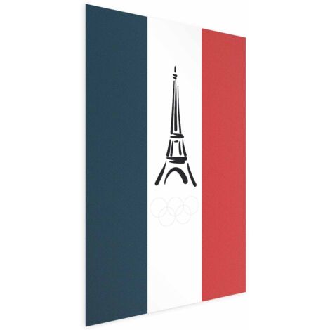 Affiche - Tour Eiffel graphique sur fond de drapeau français (1/4)