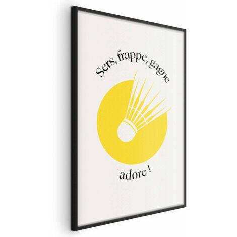 Affiche - Volant de badminton sur fond de soleil jaune (1/4)