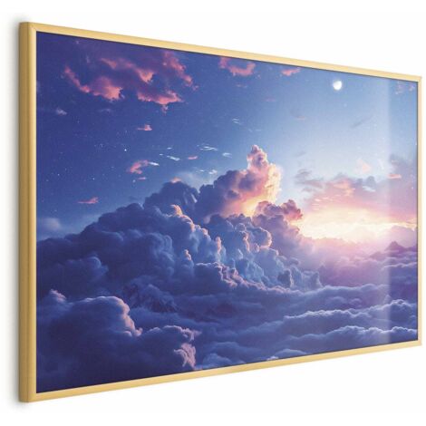 Affiche - Concert nocturne en montagne : nuages illuminés par les derniers rayons du soleil (1/4)