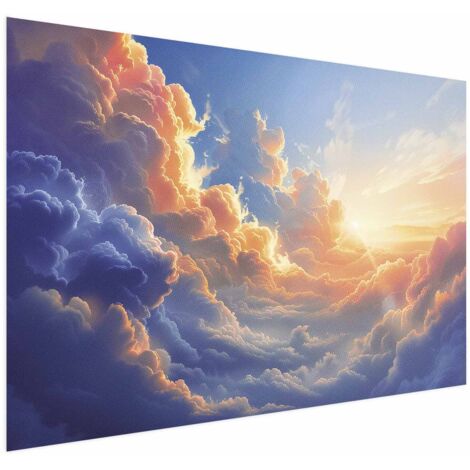 Affiche - Coucher de soleil sur une mer nuageuse : une merveilleuse symphonie de couleurs (1/4)