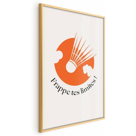 Affiche - Volant de badminton sur fond de soleil orangé (1/4)