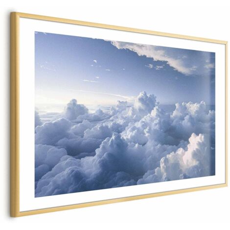 Affiche - Paysages célestes : Rayons illuminant des formations nuageuses cotonneuses (1/4)