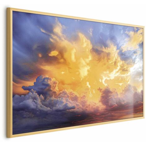 Affiche - Magnifique coucher de soleil - nuages aux teintes chaudes (1/4)