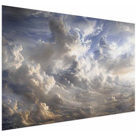 Affiche - Reflets dorés sur les nuages annonçant le crépuscule (1/4)