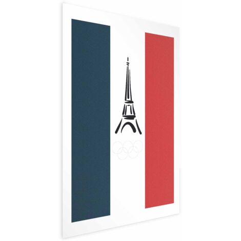 Affiche - Tour Eiffel graphique sur fond de drapeau français (1/4)
