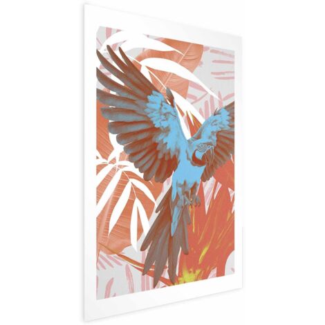 Affiche - Ailes exotiques - Perroquet parmi des motifs de feuilles abstraits (1/4)