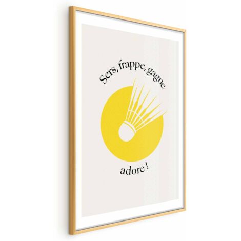 Affiche - Volant de badminton sur fond de soleil jaune (1/4)