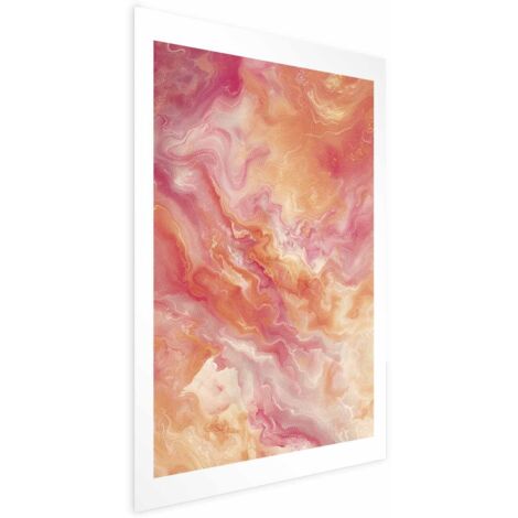 Affiche - Couleurs flamboyantes - formes dynamiques aux couleurs du feu et du rose (1/4)