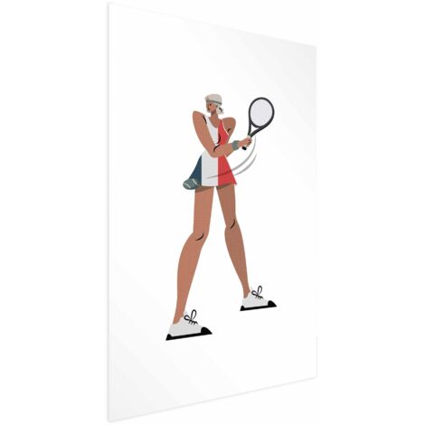 Affiche - Joueur de tennis avec une raquette sur fond blanc - illustration (1/4)