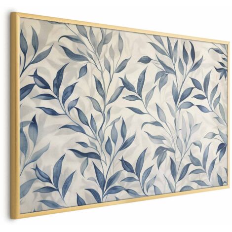 Affiche - Un délicat motif botanique avec des feuilles bleues (1/4)