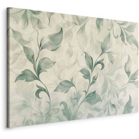 Peinture - Motif botanique à l'aquarelle, feuilles délicates vertes et beiges / Feuilles à l'aquarelle vertes et beiges (1/3)