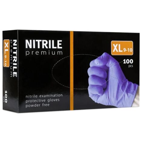 Gants en nitrile non poudrés PREMIUM [XL] 100 pièces violet (1/2)