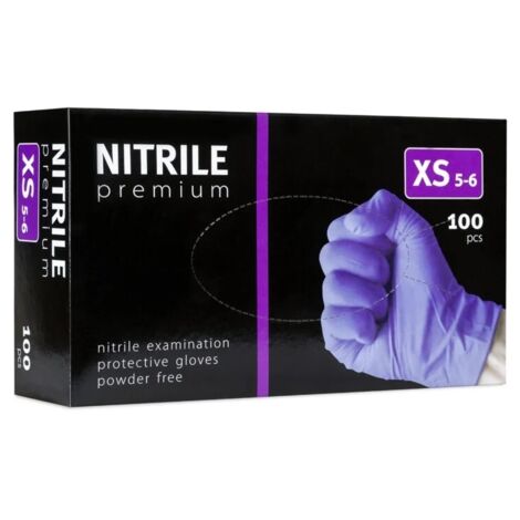 Gants en nitrile non poudrés PREMIUM [XS] 100 pièces violet (1/2)