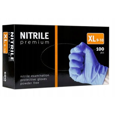 Gants en nitrile non poudrés PREMIUM [XL] 100 pièces bleu (1/2)