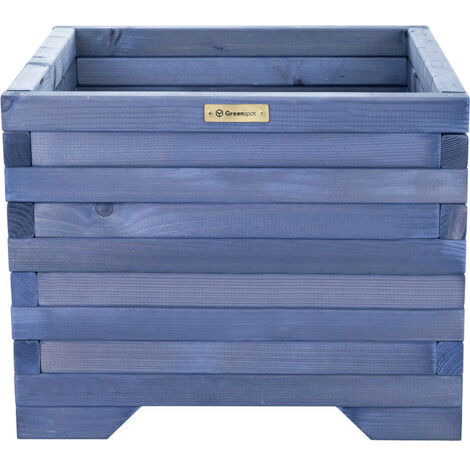 Pot de fleurs en bois 50x50x40cm Greenspot pour terrasse, balcon et jardin - Bac en bois massif pour arbustes - Pot de fleurs de jardin carré en rondins de bois pour arbres, arbustes, fleurs - Couleur (1/5)