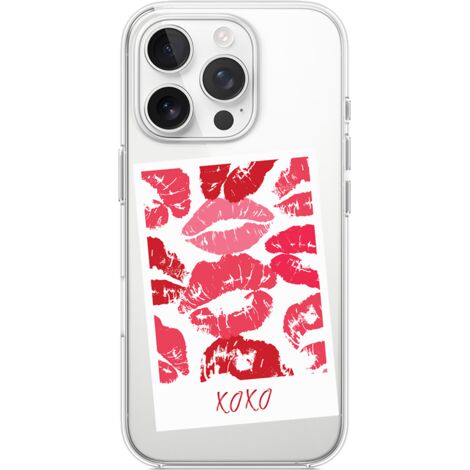 Coque iPhone 15 Pro, transparente, silicone flexible, motif bisous, Polaroid (1/5)