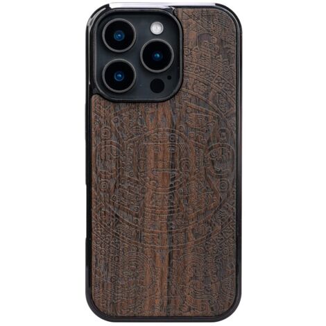Coque en bois Bewood pour iPhone 16 Pro, motif calendrier aztèque et zircone cubique (1/5)
