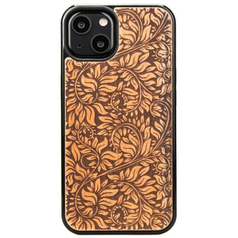 Coque en bois motif feuilles de pommier pour iPhone 13 (1/3)