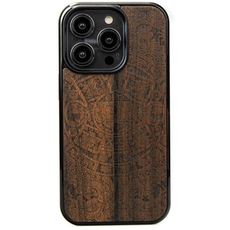 Coque en bois Bewood pour iPhone 14 Pro CALENDRIER AZTÈQUE ZIRICOTTE (1/5)