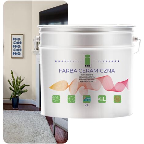 Peinture murale céramique, lavable, crème, 2 L, résistante aux taches (1/5)