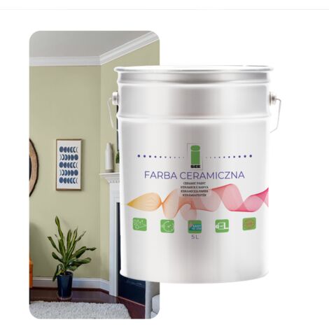 Peinture murale céramique, lavable, vert délicat, 5 L, résistante aux taches (1/5)