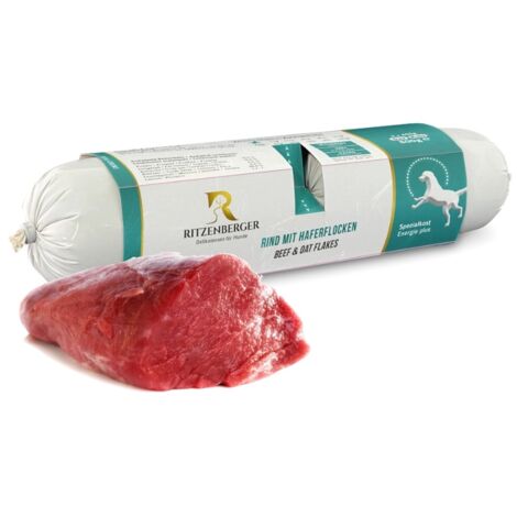 Bœuf à la spiruline doubles rouleaux (2 x 400 g) nourriture pour chien riche en calories détox Ritzenberger (1/3)