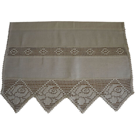 Rideau en coton avec dentelle 50/150 Beige Naturel Décoration (1/5)