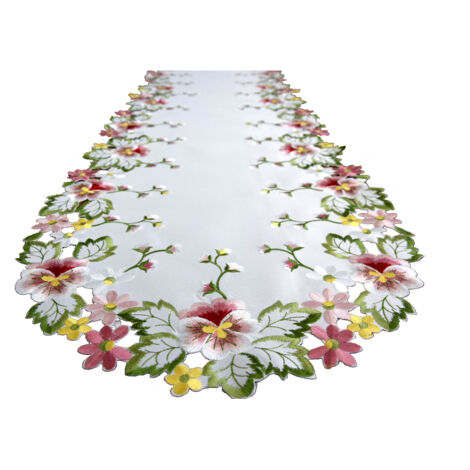 Chemins de table, bandes décoratives ovales brodées, serviettes 40/160 pour table et commode (1/5)