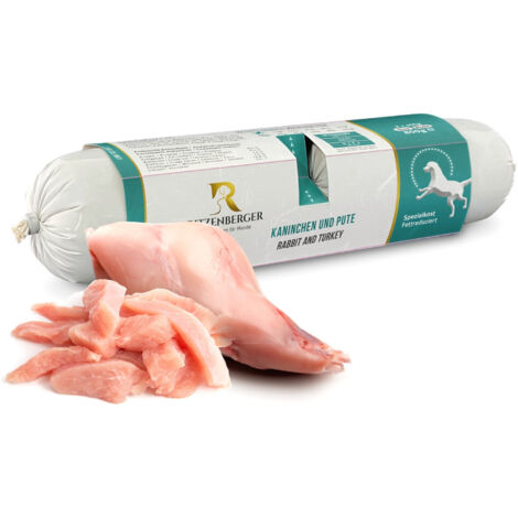 Lapin à la dinde doubles rouleaux (2 x 400 g) nourriture humide pour chien faible en gras foie et pancréas Ritzenberger (1/3)